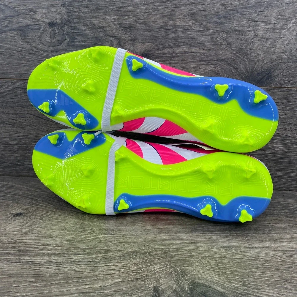 adidas Predator League FT Soccer Cleats Mens 12 White Pink Lucid Lemon IG7715